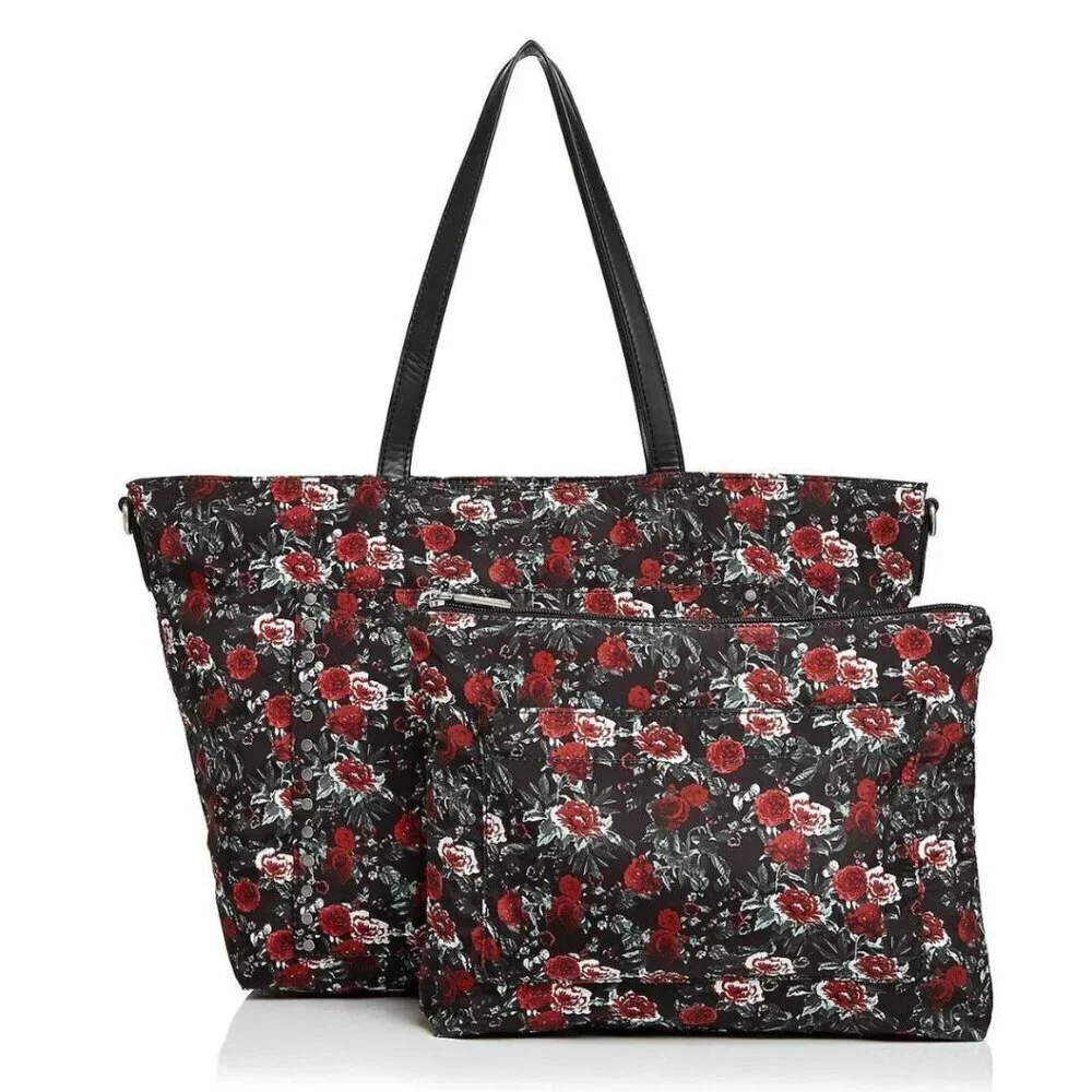 Rebecca Minkoff Baby Diaper Bag Large Black Nylon Tote w/ Floral Changing Pad